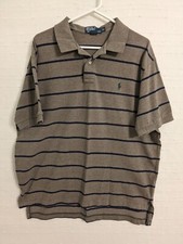 Polo Ralph Lauren mens XL polo shirt brown blue short sleeves 48 chest 26-29 len
