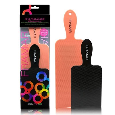 Framar Foil/Balayage Board and Paddle Set for Hair Bleach, Black/Peach 