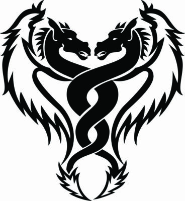 Drache als Herz  Wandtattoo Auto Aufkleber  10 cm