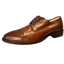 Johnston Murphy Size 9M Oxford Leather Brown Brogue Captoe Dress Shoe
