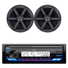 JVC in-Dash Marine Bluetooth Stereo Receiver, 2x 6.5" 100W Boat Audio Speakers