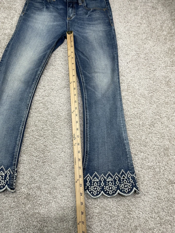 Miss Me Jeans Girls Size 25 26x24 Crop Boot Jeans Blue Stretch Embroider - Image 3 of 4