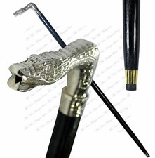 Nautical Brass Snake Head Handle Antique Style Wooden Walking Stick Vintage Cane