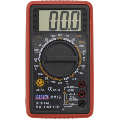 Digital Multimeter mit 7 Funktionen - großes LCD-Display - Messleitungen - Gummigehäuse