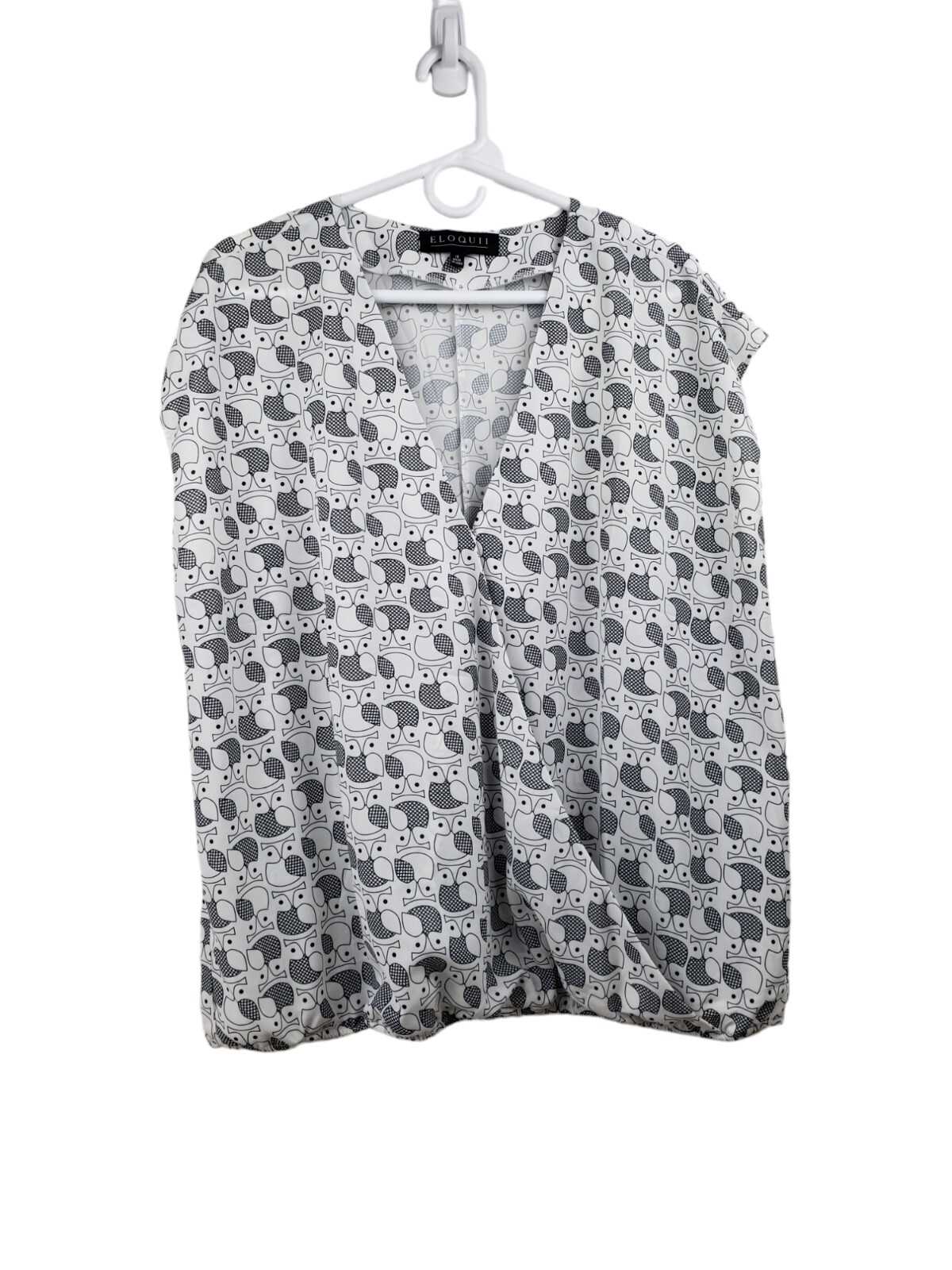Eloquii Sleeveless Owl Blouse Size 18 Black and White
