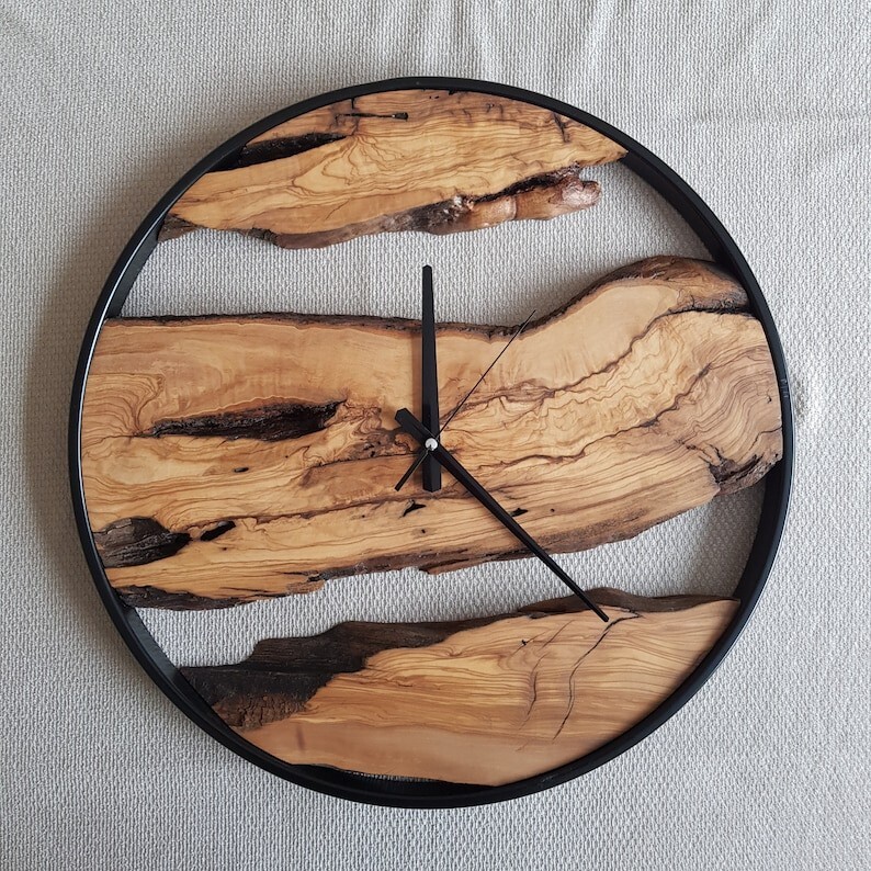 Epoxy Wood Rasin Wall Clock Home decoration-image