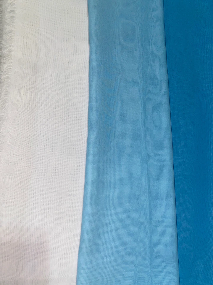 chiffon soft fabric 2 Meter ,lake blue and White,drape for Dancing dress,gown - Image 4 of 4