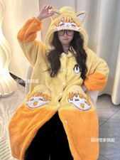 Demon Slayer Agatsuma Cosplay Zenitsu Coral Fleece Night-robe Anime Clothes Gift