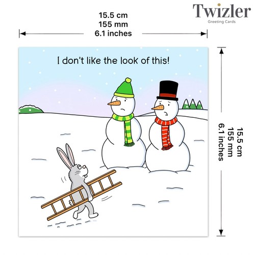 Funny Christmas Card Worried Snowmen - Merry Christmas Card Funny - Xmas Card - Picture 3 of 7