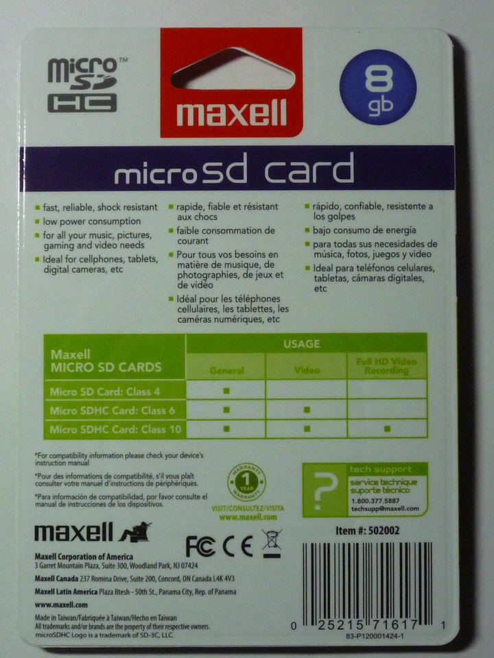 Maxell 8 GB MicroSDHC card with adapter - NEW!! - Image 2 of 2