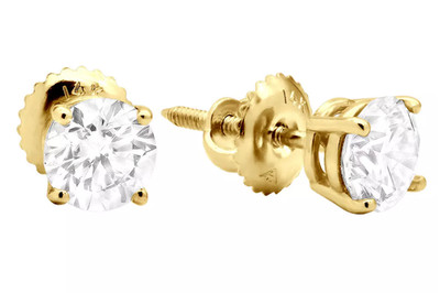Zertifizierte 1 kt runde im Labor gezüchtete Diamant Ohrstecker 14 K reines Gelbgold VS1/E