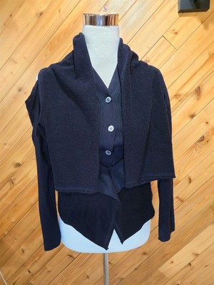 Comme Des Garcons Open Shoulder Button Front Layered Cardigan Sweater Long Sl S