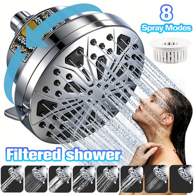#ad 8 Spray Settings Filtered Shower Head High Pressure Purifier Hard Water Softener $19.99