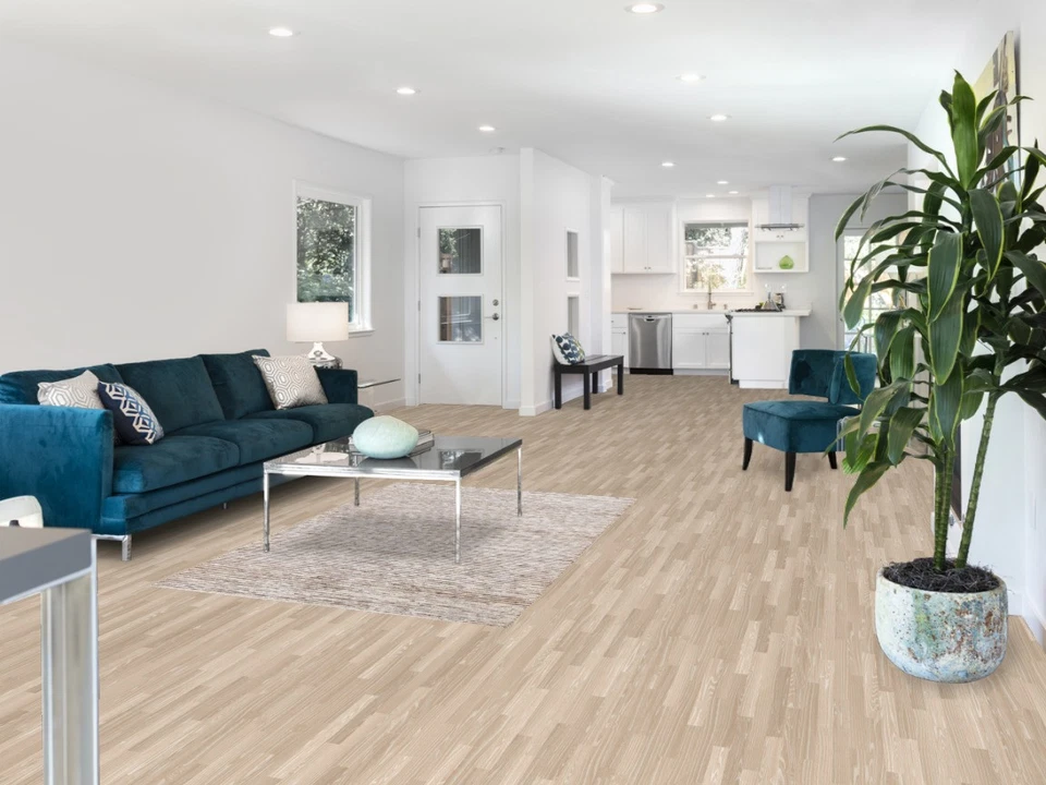 Alfombra moderna a rayas abstracta hecha a mano alfombra contemporánea marfil/marrón 4x6 Foto 2 de 4