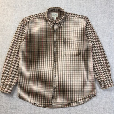 #ad #ad Cabela#x27;s Plaid Button Down Shirt Men#x27;s Large Brown Tan Long Sleeve Cotton $21.25