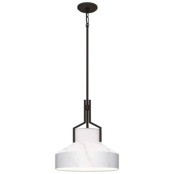 Pendelleuchte HäNgelampe E27 Ø 37 Cm Metall Glas In Bronze Antik Alabaster Weiß-image