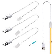 USB to COB LED Strip Light Solderless Connectors, 3-Pack