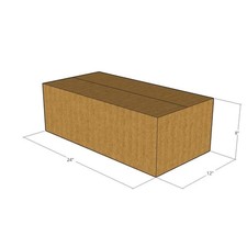 20 24x12x8 Kraft Brown Corrugated Shipping Boxes 32 ECT Single-Wall New