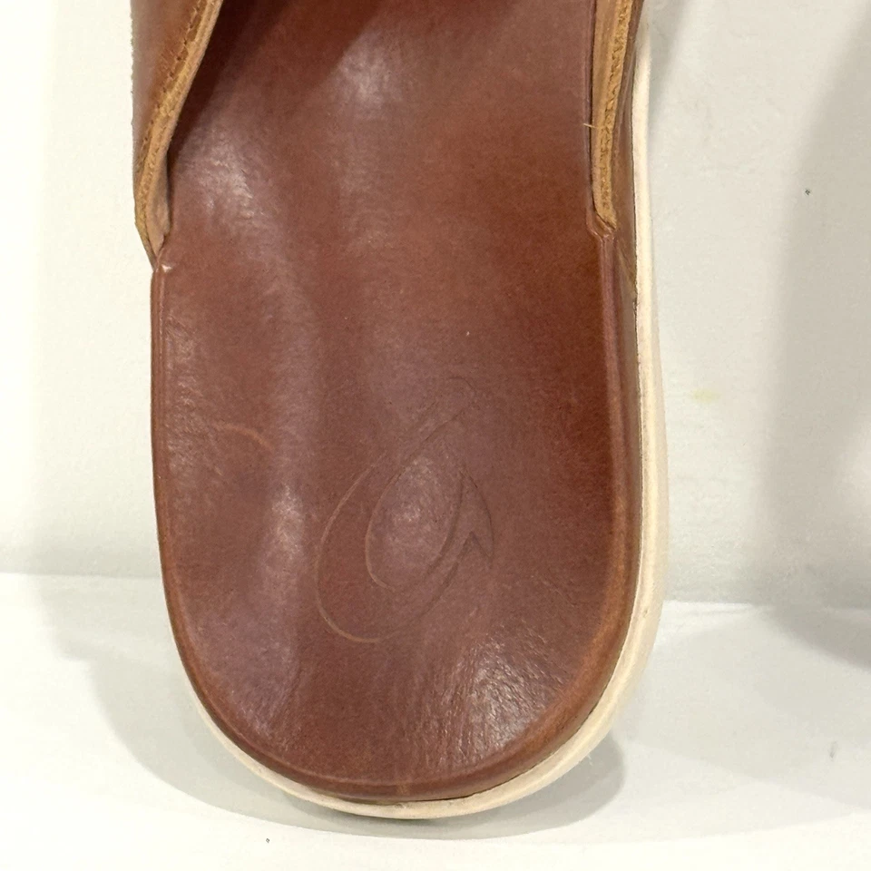 Sandalias chanclas Olukai Nalukai de cuero marrón para hombre talla 14 Foto 4 de 4