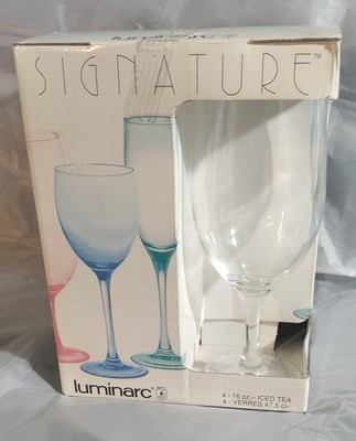 Vintage Luminarc France Signature Clear Wine Glasses | Set of 4. New In Box