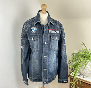 Men's BMW Sauber F 1 Team Denim Jacket Size L Blue Motor Racing Petronas intel