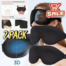 2 Pack Travel 3D Eye Mask Sleep Soft Padded Shade Cover Rest Relax Blindfold