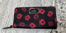 Kate Spade Large Wallet Wilson Road Poppy Neda Wallet Black Floral WLRU5007
