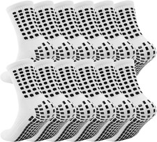 6 Pairs Kids Grip Soccer Socks Cushioned Non Slip Grippy Football Athletic Sport