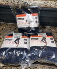 NEW No Nonsense Classic Indigo 3 Pair Leggings Style NL2045 Dark Denim Size XL