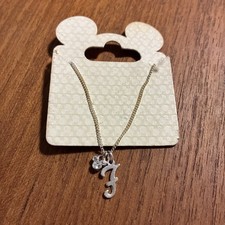 Disney Parks Crystal Mickey Mouse Letter F Silver Tone 18" Necklace Initial Mono