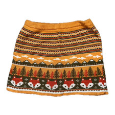 Fall girls orange knit animal print cotton skirt size m youth