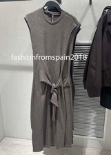 ZARA NEW WOMAN MIDI SOFT KNOTTED DRESS DARK BROWN S-XL  0264/154/716