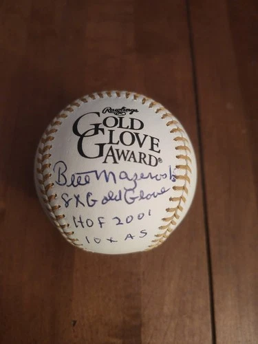 Bill Mazeroski Signed Gold Glove Baseball W/ 3 Inscriptions JSA