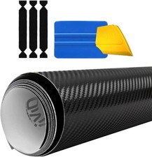 Black Carbon Fiber Vinyl Wrap Film 1ft x 5ft with 3M Toolkit for Automotive Use