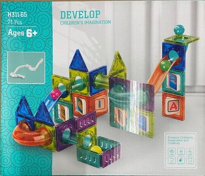 -SALE- Magnetische Kugelbahn 71 Teile Marble Run Bausteine Kinder Spielzeug STEM