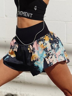 NEW FP Movement Carpe Diem Stripe Shorts Rose Hot Court Splatter Medium