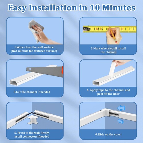 Wire Covers for Cords On Wall - Cord Management on Wall for Home and Office, ... - Picture 8 of 8