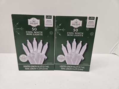 2 Box Holiday Time 50 LED Cool White Mini Lights with White Wire Indoor Outdoor