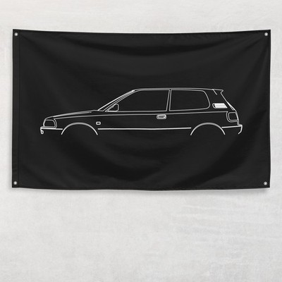 Corolla FX AE91 1987-1990 Flag 3x5 ft Banner Car Silhouette Garage Man Cave Gift