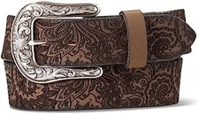 ARIAT Ladies Brown  Laser-Cut Leather Belt with Antique Silver Buckle 5402