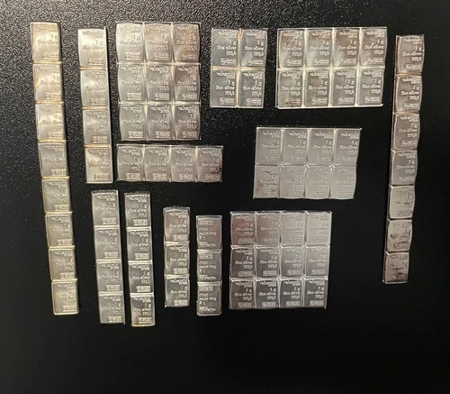 78 x 1 Gram Loose Silver  .999 PURE Valcambi Bar Swiss Bullion Lot 2.51 oz Toned