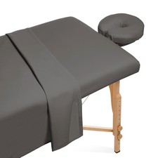 3pc Microfiber Massage Table Sheet Set - Salon Spa Covers - Gray