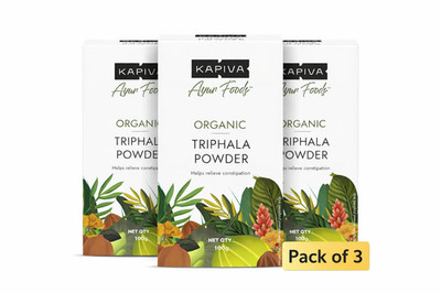 Kapiva Organic Triphala Powder 100g Pack of 3 Natural Digestion and Detox Suppor