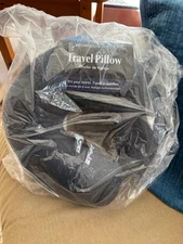 Worlds Best Travel Pillow Microfiber Charcoal Super Soft Sealed New!