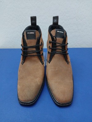 Karl Lagerfeld Paris Men s Leather Lace-Up Ankle Boots Sz 13 Brown/Black...