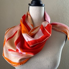 Vintage Tres Elle Scarf Mid Century Geometric Hand Rolled 27 in