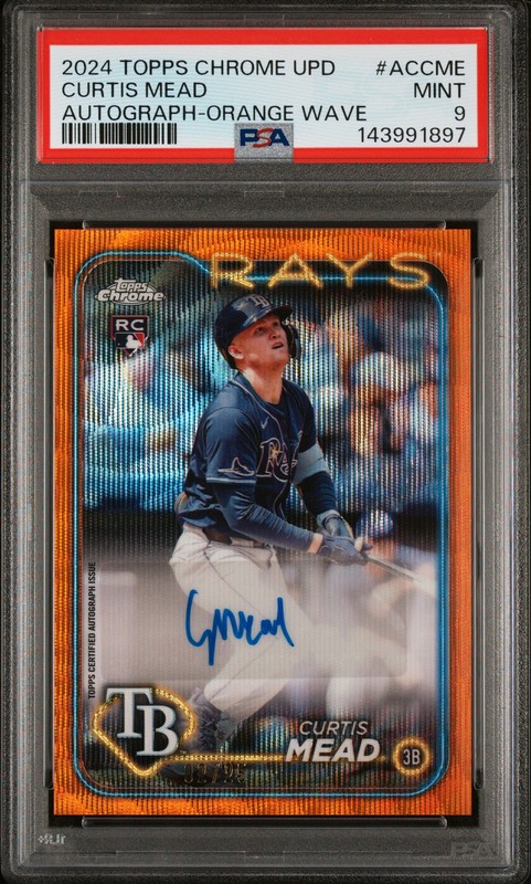 TOPPS CHROME UPDATE CHROME BASEBALL UPDATE SERIES AUTOS CURTIS MEAD 02/25 PSA 9
