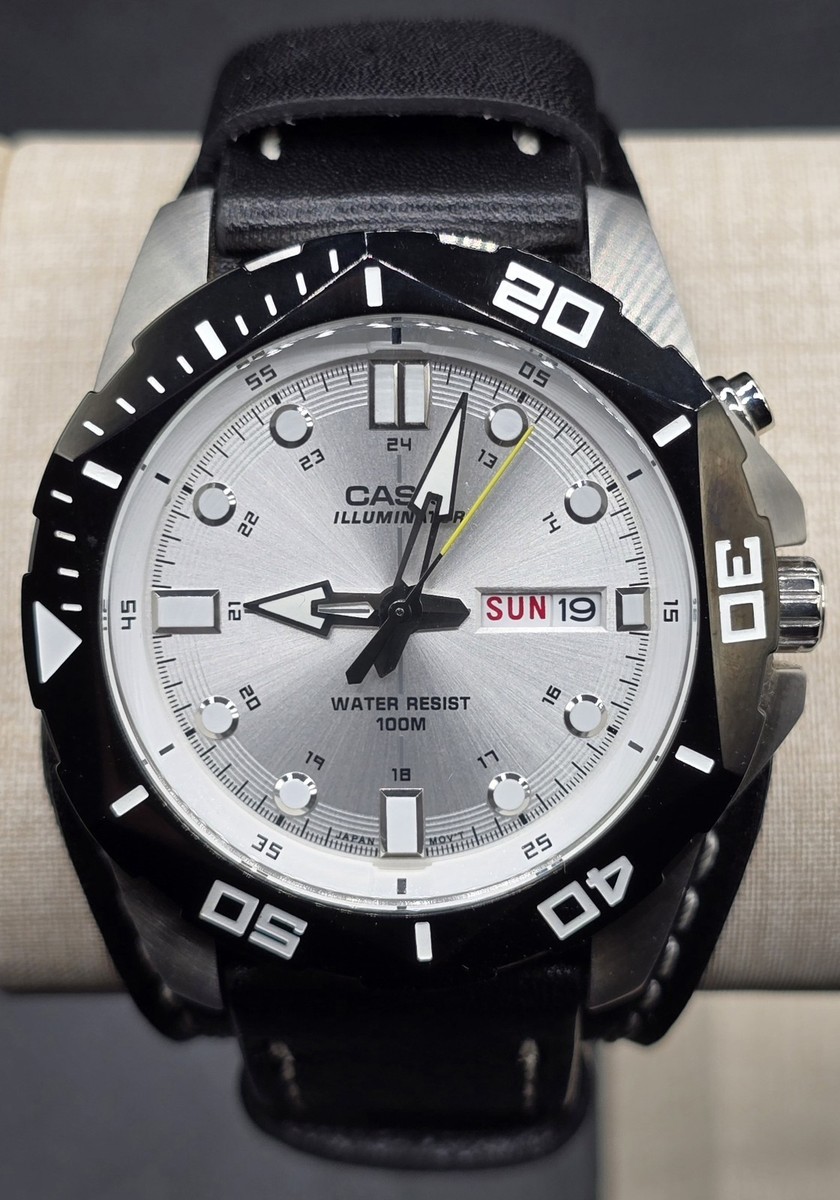Casio Illuminator Watch Reference 5373 Stainless Steel Leather
