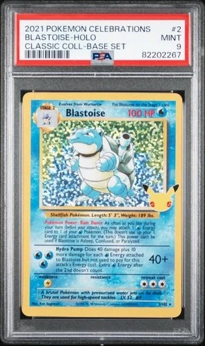 2021 POKEMON CELEBRATIONS CLASSIC COLLECTION #2 BLASTOISE-HOLO PSA 9