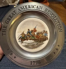 Set of 2 The Great American Revolution 1776 Pewter Plates - Canton Ohio 1973